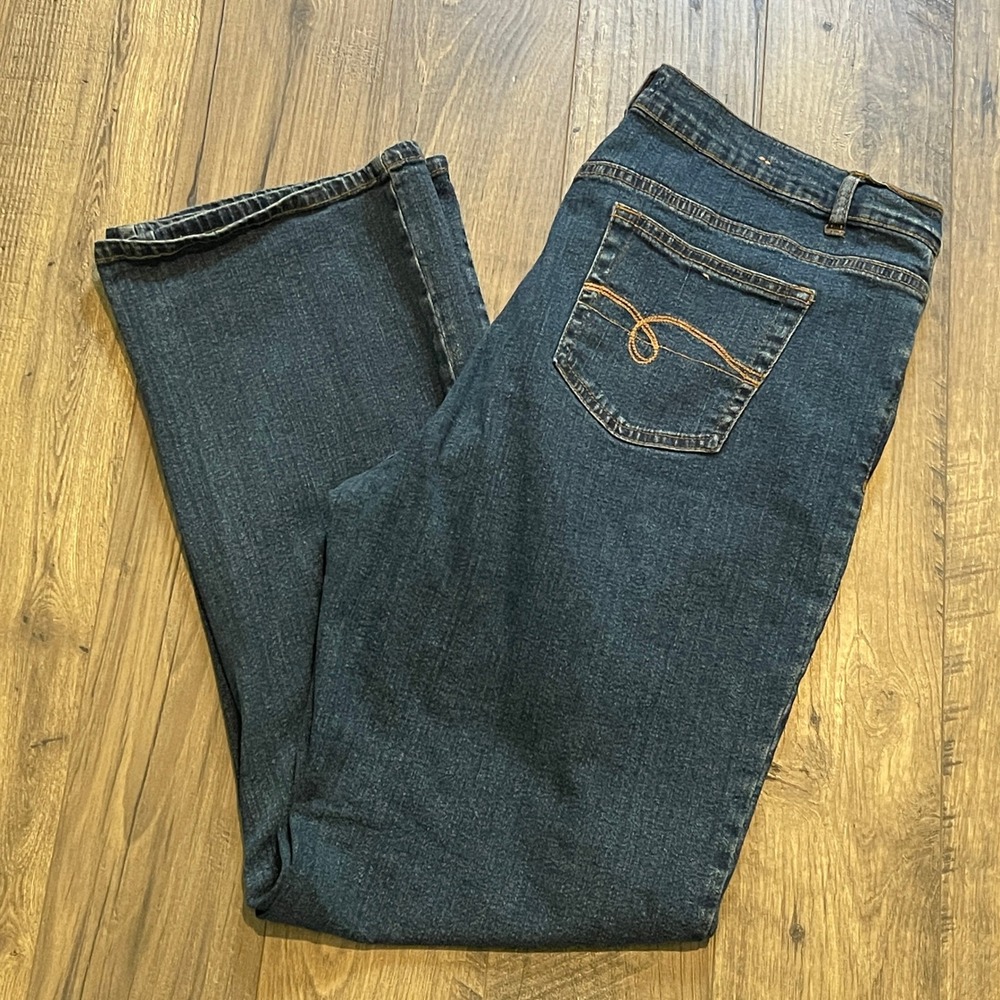 Southbound Women Dark Wash Bootcut Jeans Size 16 Stretch Denim Blue Mid Rise